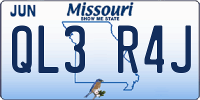MO license plate QL3R4J