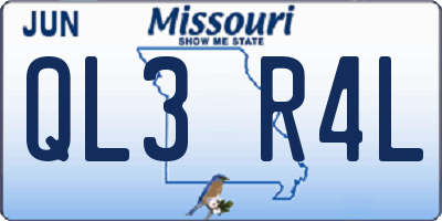 MO license plate QL3R4L