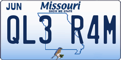 MO license plate QL3R4M