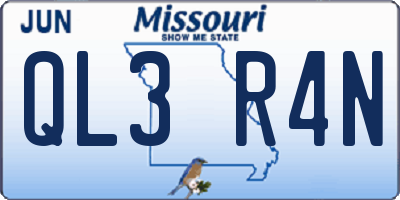 MO license plate QL3R4N
