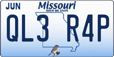 MO license plate QL3R4P