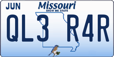 MO license plate QL3R4R