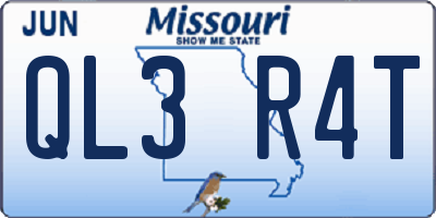 MO license plate QL3R4T