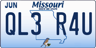 MO license plate QL3R4U