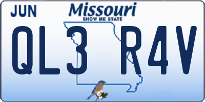 MO license plate QL3R4V