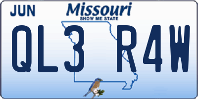 MO license plate QL3R4W