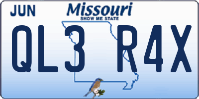 MO license plate QL3R4X