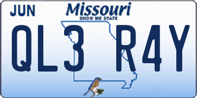 MO license plate QL3R4Y