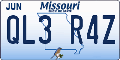 MO license plate QL3R4Z