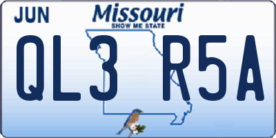 MO license plate QL3R5A