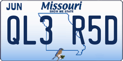 MO license plate QL3R5D