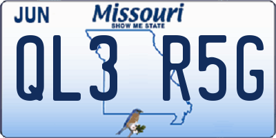 MO license plate QL3R5G