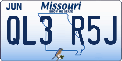 MO license plate QL3R5J