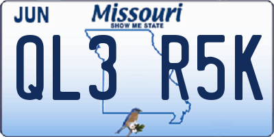 MO license plate QL3R5K