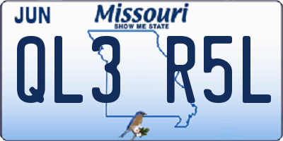 MO license plate QL3R5L