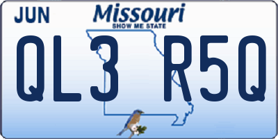 MO license plate QL3R5Q
