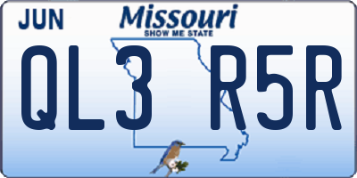 MO license plate QL3R5R