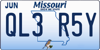 MO license plate QL3R5Y