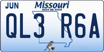 MO license plate QL3R6A