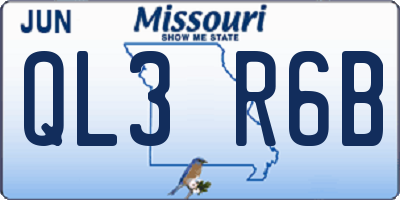 MO license plate QL3R6B