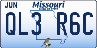 MO license plate QL3R6C