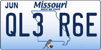 MO license plate QL3R6E