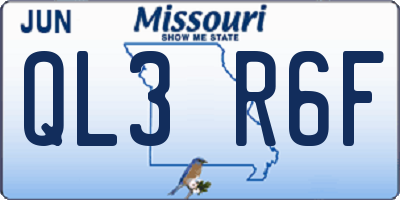 MO license plate QL3R6F