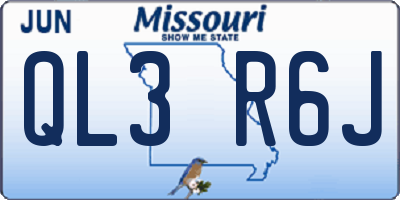MO license plate QL3R6J