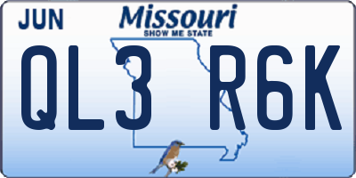 MO license plate QL3R6K