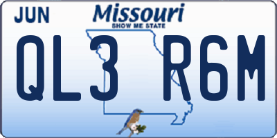 MO license plate QL3R6M