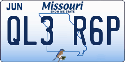 MO license plate QL3R6P