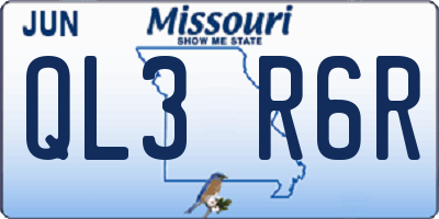 MO license plate QL3R6R