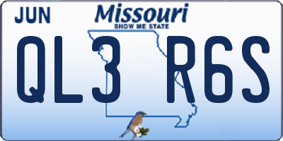 MO license plate QL3R6S
