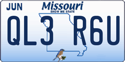 MO license plate QL3R6U