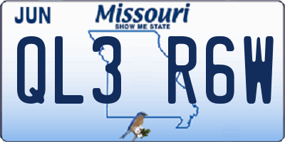 MO license plate QL3R6W