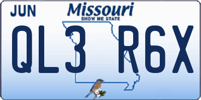 MO license plate QL3R6X