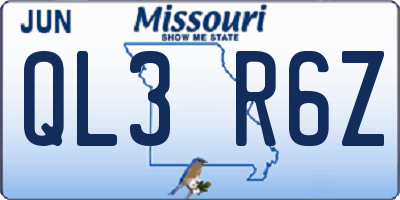 MO license plate QL3R6Z