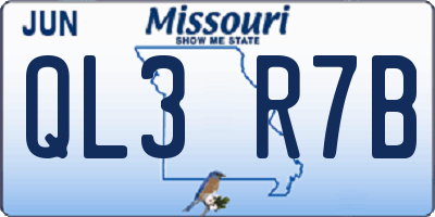 MO license plate QL3R7B
