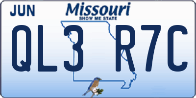 MO license plate QL3R7C