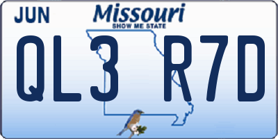 MO license plate QL3R7D