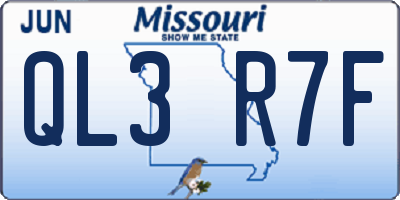 MO license plate QL3R7F