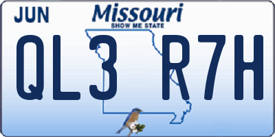 MO license plate QL3R7H