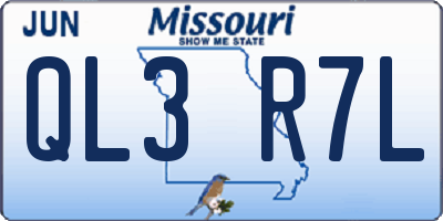 MO license plate QL3R7L