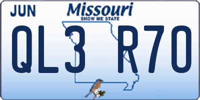 MO license plate QL3R7O