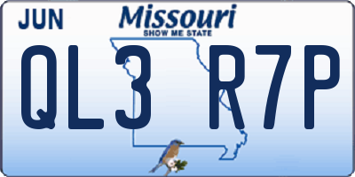 MO license plate QL3R7P