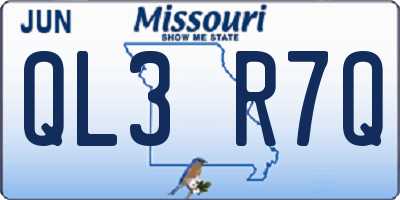 MO license plate QL3R7Q