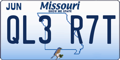 MO license plate QL3R7T