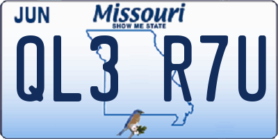 MO license plate QL3R7U