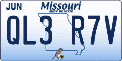MO license plate QL3R7V
