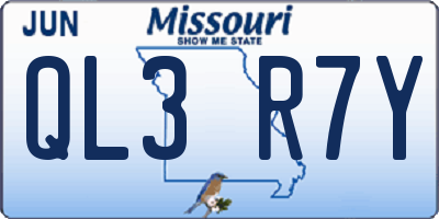 MO license plate QL3R7Y